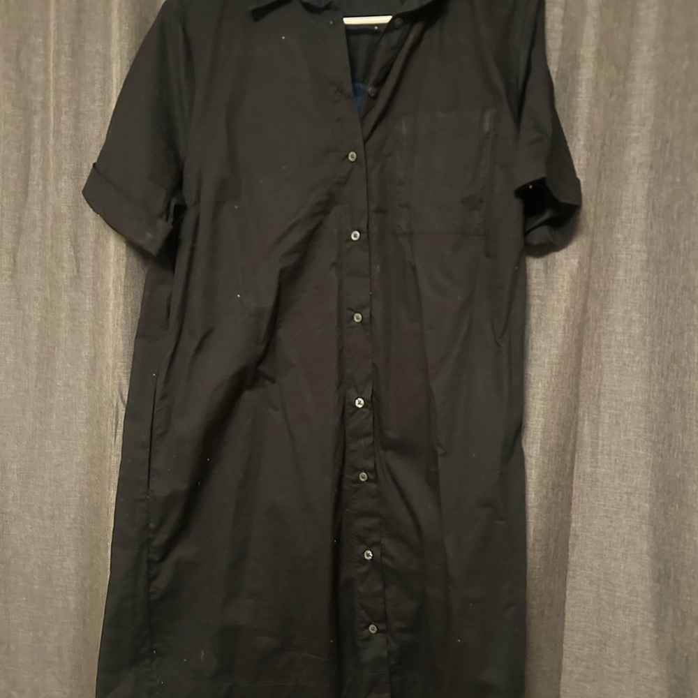 Black Short Sleeve Shirt Dress